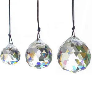 Set of 3 faceted crystal prism balls suncatchers for home decor in 20mm 30mm 40mm sizes