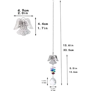 Crystal suncatcher angel car mirror charm with faceted beads and metal chain details