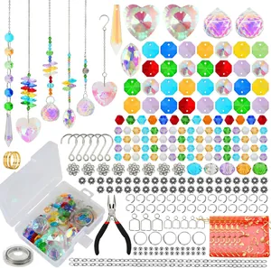 DIY Crystal Suncatcher Materials With K9 Glass Prisms Heart Ball Pendants Metal Rings Pliers Storage Bag For Rainbow Maker Home Decor