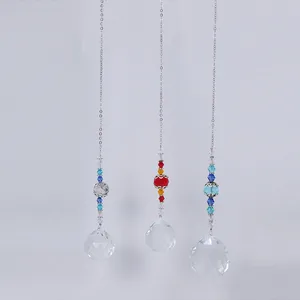 Set of 3 crystal suncatchers with faceted prism balls and colorful beads for windows