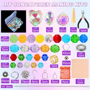 Comprehensive 460pcs DIY suncatcher kit with aurora crystals, beads and tools