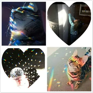3-piece clear crystal prism ball suncatcher set with colorful rainbow light refraction