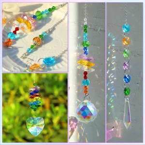 DIY Crystal Suncatcher kit featuring rainbow prism beads and multifaceted crystal pendants