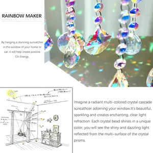 Σετ 9 κρυστάλλινα κρεμαστά πρίσματα suncatcher για διακόσμηση παραθύρων εσωτερικά