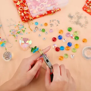 460pcs DIY crystal suncatcher making kit with multi-colored beads, pendants and jewelry tools