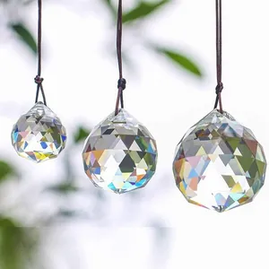 Faceted Clear Crystal Suncatcher Prism Balls Hanging Glass Prisms For Window Garden Decor Rainbow Maker Ornaments