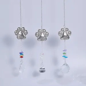 Set de 3 attrape-soleil commémoratifs pour animaux avec empreintes et prismes cristal