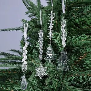 Décorations de Noël en acrylique transparent avec flocons de neige et bonshommes de neige
