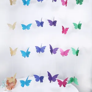 Guirnaldas de mariposas 3D de PVC con purpurina para decoración de paredes en fiestas