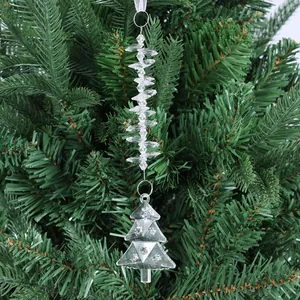 Ornement de sapin de Noël en acrylique transparent avec perles et ruban blanc soyeux