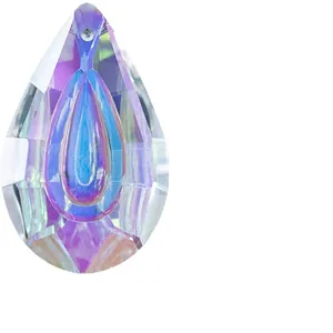 Faceted 50mm teardrop crystal pendant with AB rainbow coating for suncatcher DIY