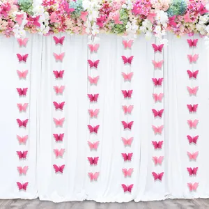 Mariposas 3D de PVC rosa de doble capa para decoración de paredes en bodas y fiestas