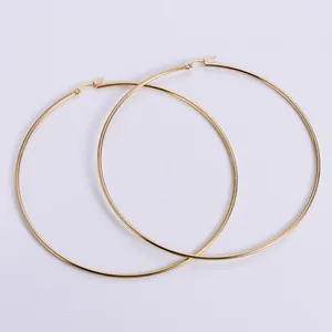 Minimalist Stainless Steel Gold Plated Large Round Hoop Earrings For Women Fashion Geometric Jewelry Accessory Gift