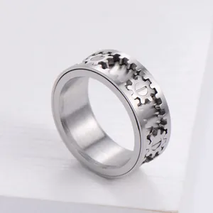 Bague Spinner Mécanique en Acier Inoxydable Engrenage pour Hommes Femmes Punk Steampunk Rotative Anti-stress Bijoux Cadeau