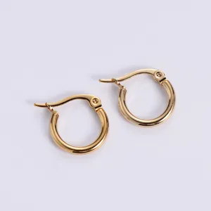 Classic gold-plated stainless steel hoop earrings with polished finish and lever-back clasp