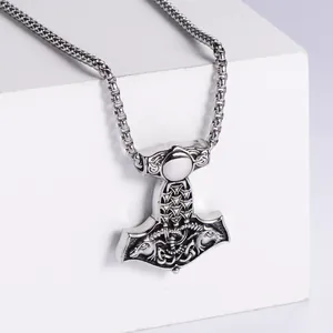 Wikinger Thorshammer Kette aus Vintage-Edelstahl mit nordischen Drachenmustern