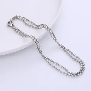 Minimalist silver stainless steel bead chain necklace with classic lobster clasp design