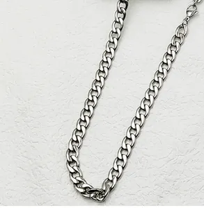 Classic stainless steel NK curb chain necklace with secure lobster clasp for daily wear