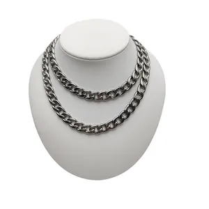 Stainless Steel Curb Chain Necklace For Men Women Minimalist NK Chain Silver Tone Polished Jewelry For Daily Wear Gift