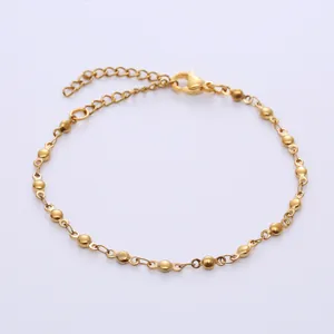 Bracciale minimalista con perline dorate in acciaio inossidabile e catena regolabile