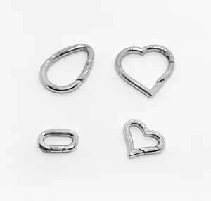 Mousquetons polis en acier inoxydable en formes de cœur et ovale pour accessoires DIY