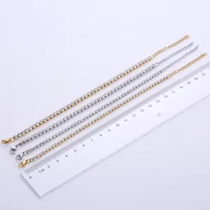 Hypoallergenic stainless steel tennis bracelet with sparkling zircon in gold and silver