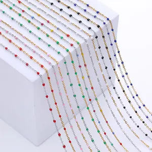 Edelstahl Emaille Perle Halskette Minimalistisch Bunt Tropföl Schlüsselbeinkette Für Damen Tägliche Mode Schmuck