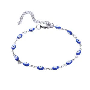 Bracelet Mauvais Œil en Émail Coloré en Acier Inoxydable pour Femmes Hommes Bracelet à Maillons Réglable Bijoux Unisexes