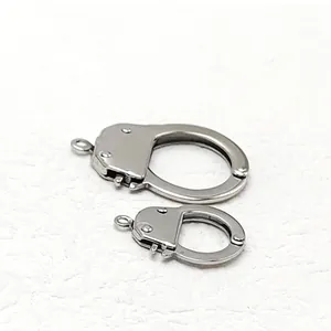 DIY stainless steel handcuff charms in bright silver finish for necklaces or bracelets