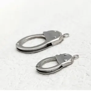 Polished stainless steel handcuff-shaped jewelry connectors in two sizes for DIY design