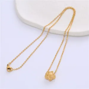 Minimalist gold stainless steel star pendant necklace with delicate cross chain and lobster clasp