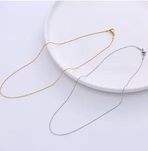 Ensemble de colliers chaîne torsadée 1mm en acier inoxydable doré et argenté