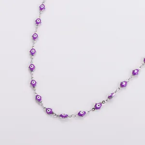 Collana Con Pendente Malocchio E Mano Di Fatima In Acciaio Inossidabile Catena Smaltata Per Donna Uomo Gioielli Etnici Di Moda