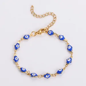 Stainless Steel Evil Eye Hamsa Hand Bracelet For Women Men Gold Silver Plated Colorful Enamel Amulet Jewelry Adjustable Chain