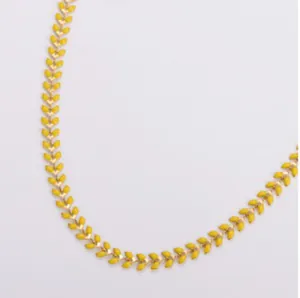 Collana alla moda a spiga di grano con smalto giallo e catena a maglie placcata oro
