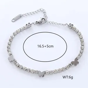 Funkelndes Schmetterlings-Tennisarmband mit Kristallen und verstellbarer Kette