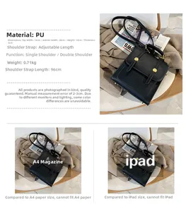 Detail view of black PU leather backpack showing dimensions 20x19x9cm and adjustable strap