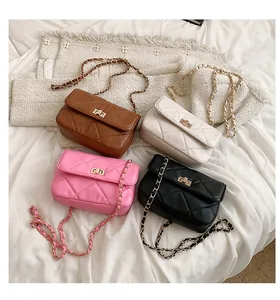 Quilted chain bags in multiple colors featuring metal twist locks and leather straps