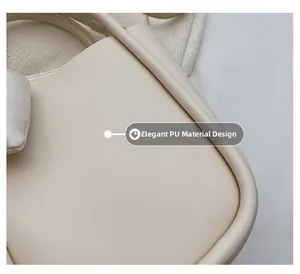 Dettaglio ravvicinato della pelle PU color crema e finiture del secchiello moda