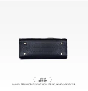 Macro view of the black crocodile pattern leather bag bottom with golden metal feet