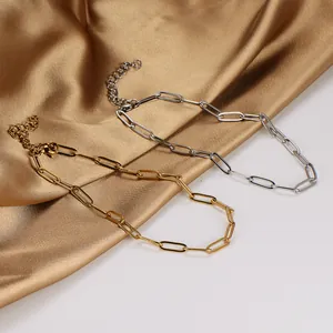 Polished gold and silver paperclip chain anklets with adjustable lobster clasps