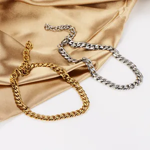 Polished 7mm Cuban chain anklets in gold and silver finish with adjustable links