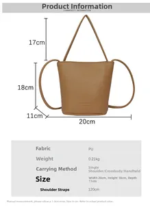 Size chart for lychee pattern bucket bag with dimensions and technical specifications