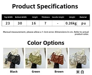 Guida alle taglie e colori della borsa hobo a pieghe con anello metallico e pelle PU