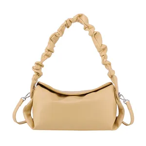 Borsa a mano a nuvola color crema minimalista con tracolla rimovibile in morbida pelle PU