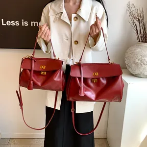 Borsa Tote da Donna in Pelle PU di Grande Capacità Sottoascellare Minimalista Pendolare a Spalla Tracolla Con Chiusura a Girello in Metallo Morbida