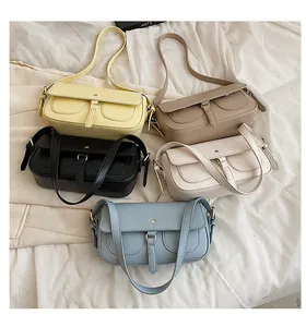 Borse baguette alla moda da donna in giallo, marrone, nero, beige e azzurro