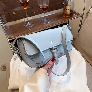 Borsa Sottoascellare da Donna in Pelle PU Vintage Tinta Unita Con Patta Borsa a Tracolla a Spalla per Pendolarismo Quotidiano Ufficio