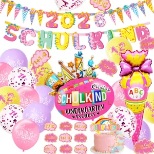 German Back To School Party Decoration Kit Dinosaur Theme Banner Latex Balloons Stickers For Kids Classroom Celebration
