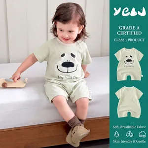 Infant Short Sleeve Cotton Romper Cute Cartoon Dog Printed Jumpsuit Summer Newborn Soft Breathable Toddler Clothing